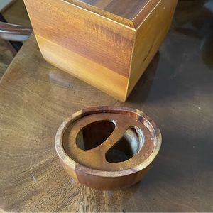 Solid Teak Wood Tissue box and razor toothbrush holder. Both, one price. MCM.